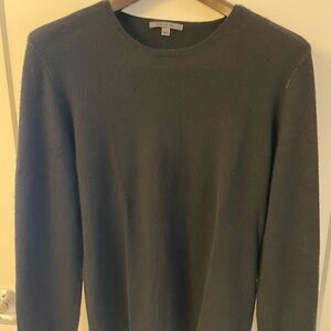 John Varvatos Men's black  Crewneck Sweater with leather elbow patches.